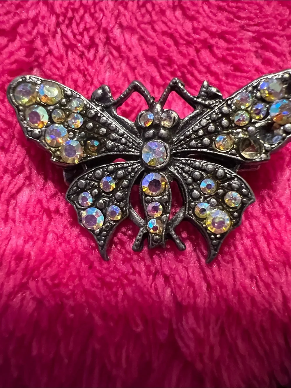 Crystal Butterfly Brooch - Iridescent Stones vintage